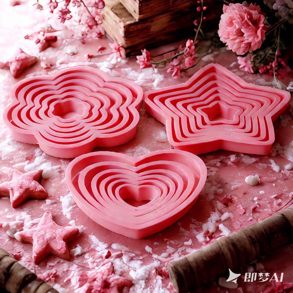 Kitchen Baking Cookies - 1set/3sets Pink Heart Star Flower Cookie