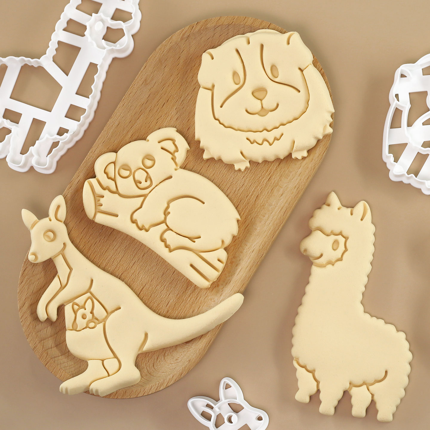 Kitchen Baking Cookies - 4 Pcs Forest Animals Alpaca Kangaroo