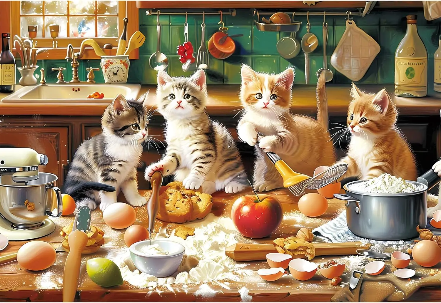 Baking Kitchen Kids - Cute Kittens Baking Kitchen Jigsaw Puzzle