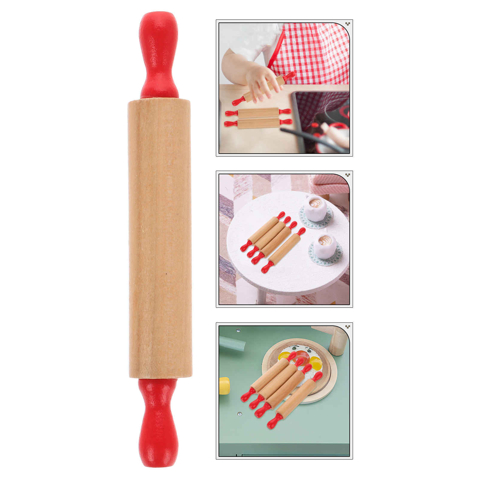 Baking Kitchen Kids - 4Pcs Kids Rolling Pin Small Wood