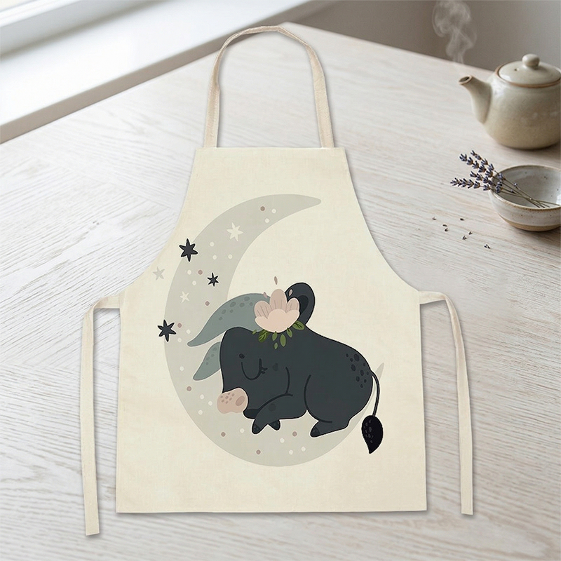 Baking Kitchen Kids - Cute Sleeping Baby Bull Moon Stars