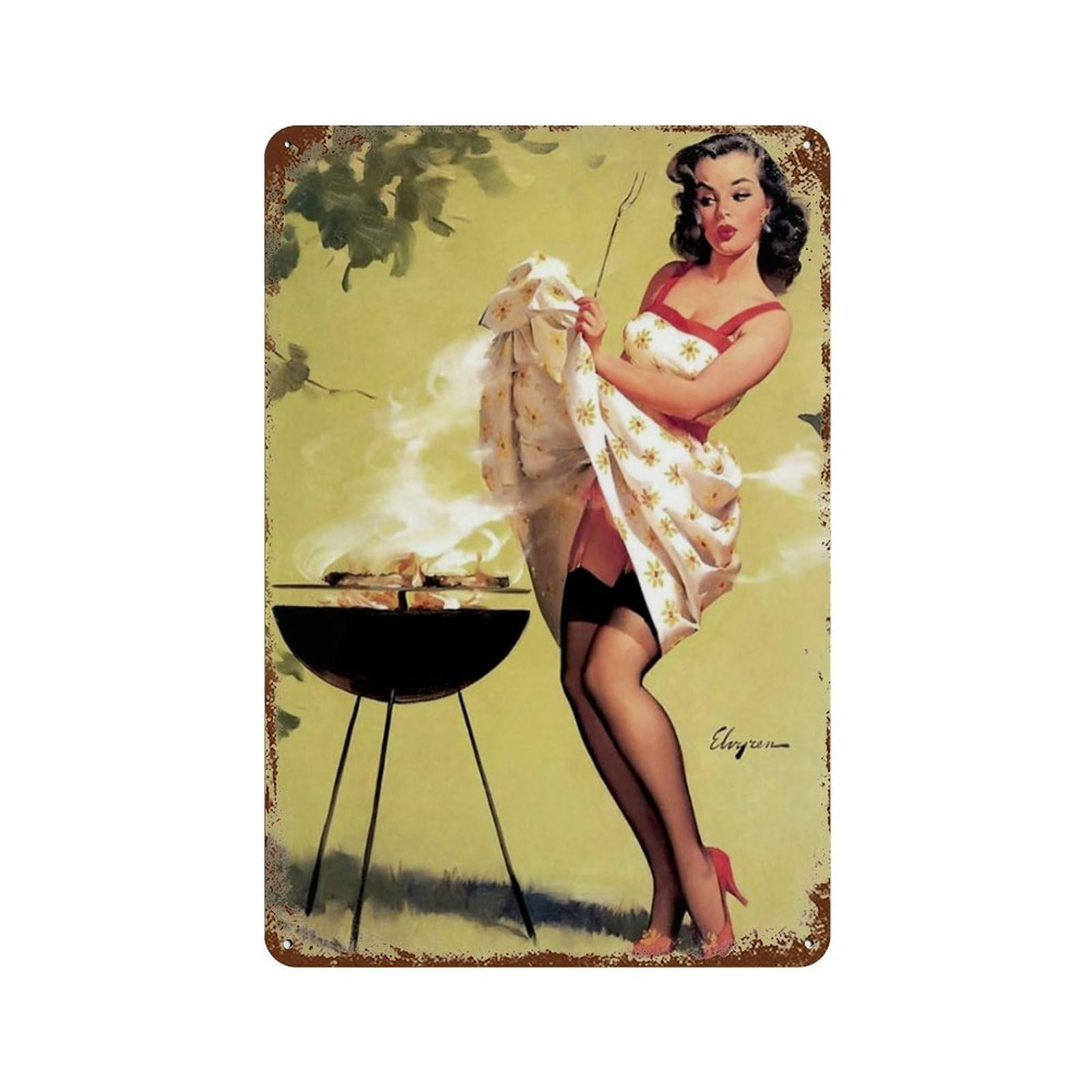 Kitchen Up - Retro Tin Sign Sexy Pin Up