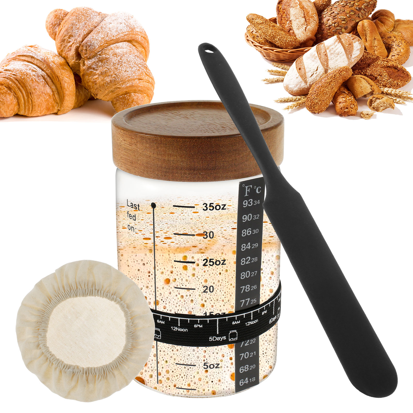 Kitchen Baking Storage Containers - Sourdough Starter Jar Kit 1000ml Dough