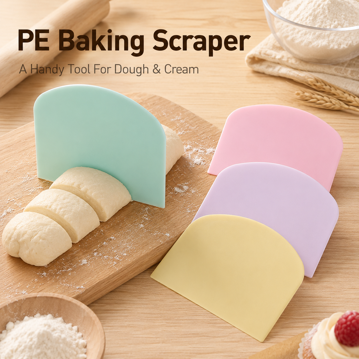 Bench Scraper Dough - Flexible PE Dough Scraper, Baking Bench