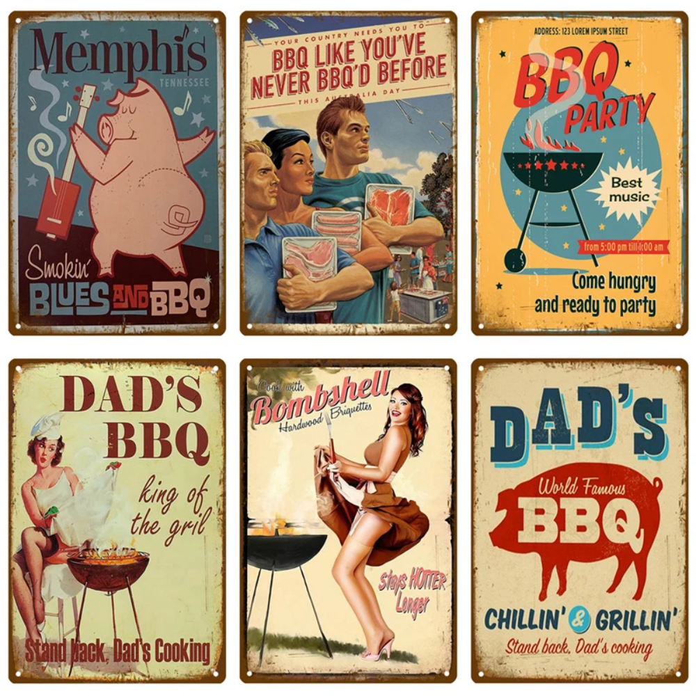 Kitchen Up - Retro BBQ Sign - Vintage Wall