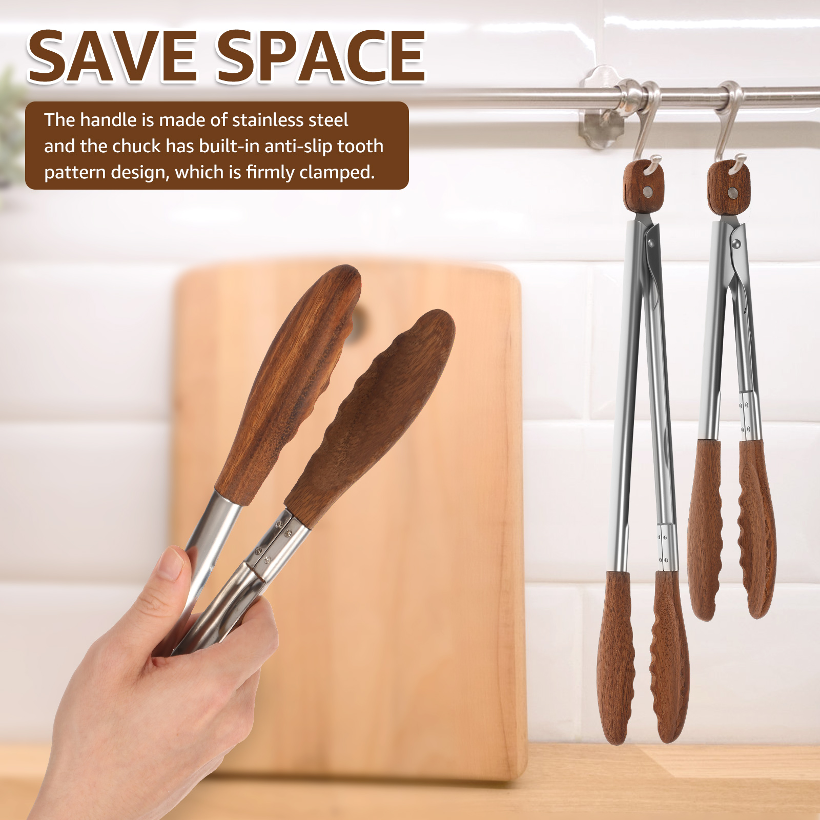 2/3 Pcs Food Tongs Walnut Wood - огляд і ціна Kitchen Q