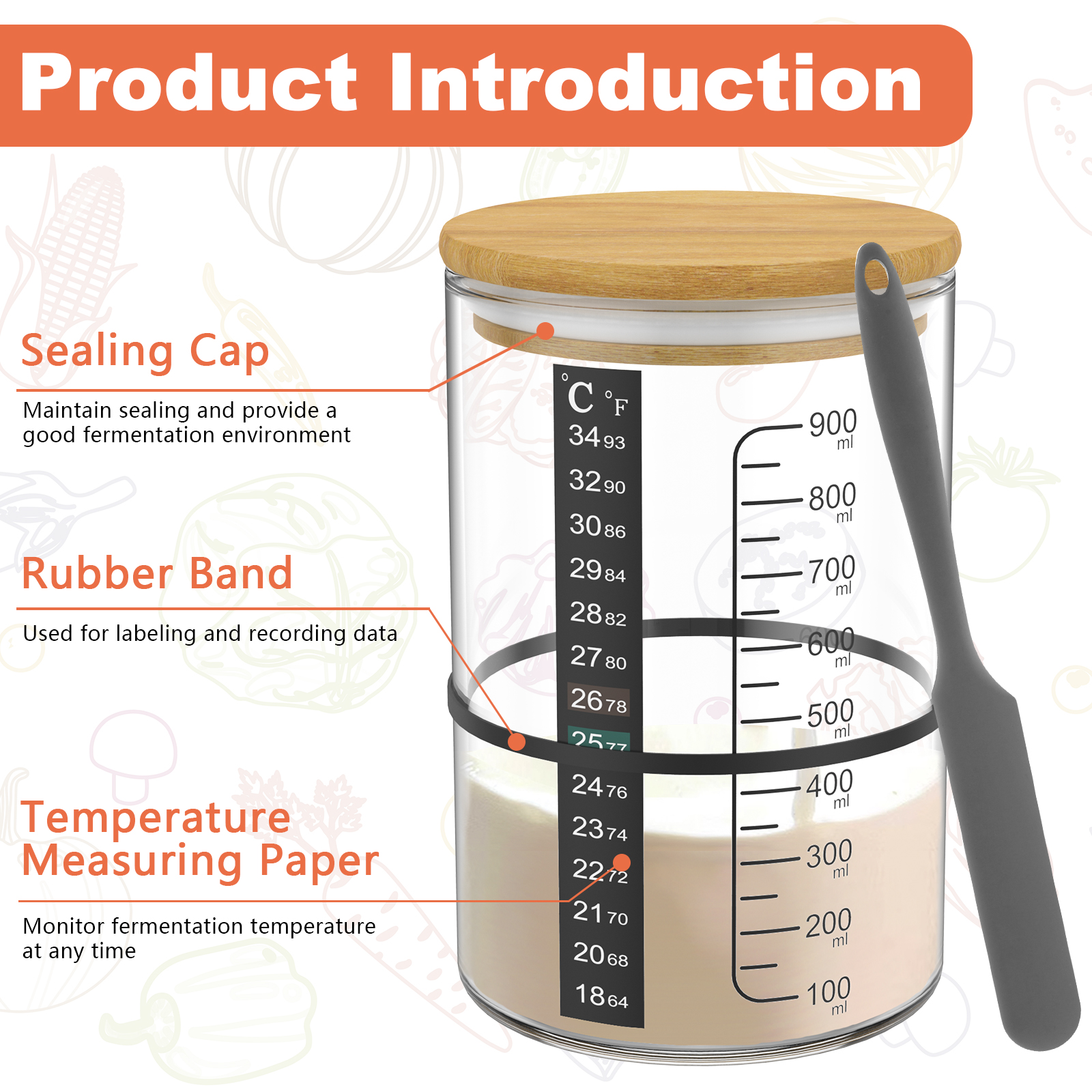 Sourdough Starter Jar 900ml Fe - огляд і ціна Kitchen Baking Storage Containers