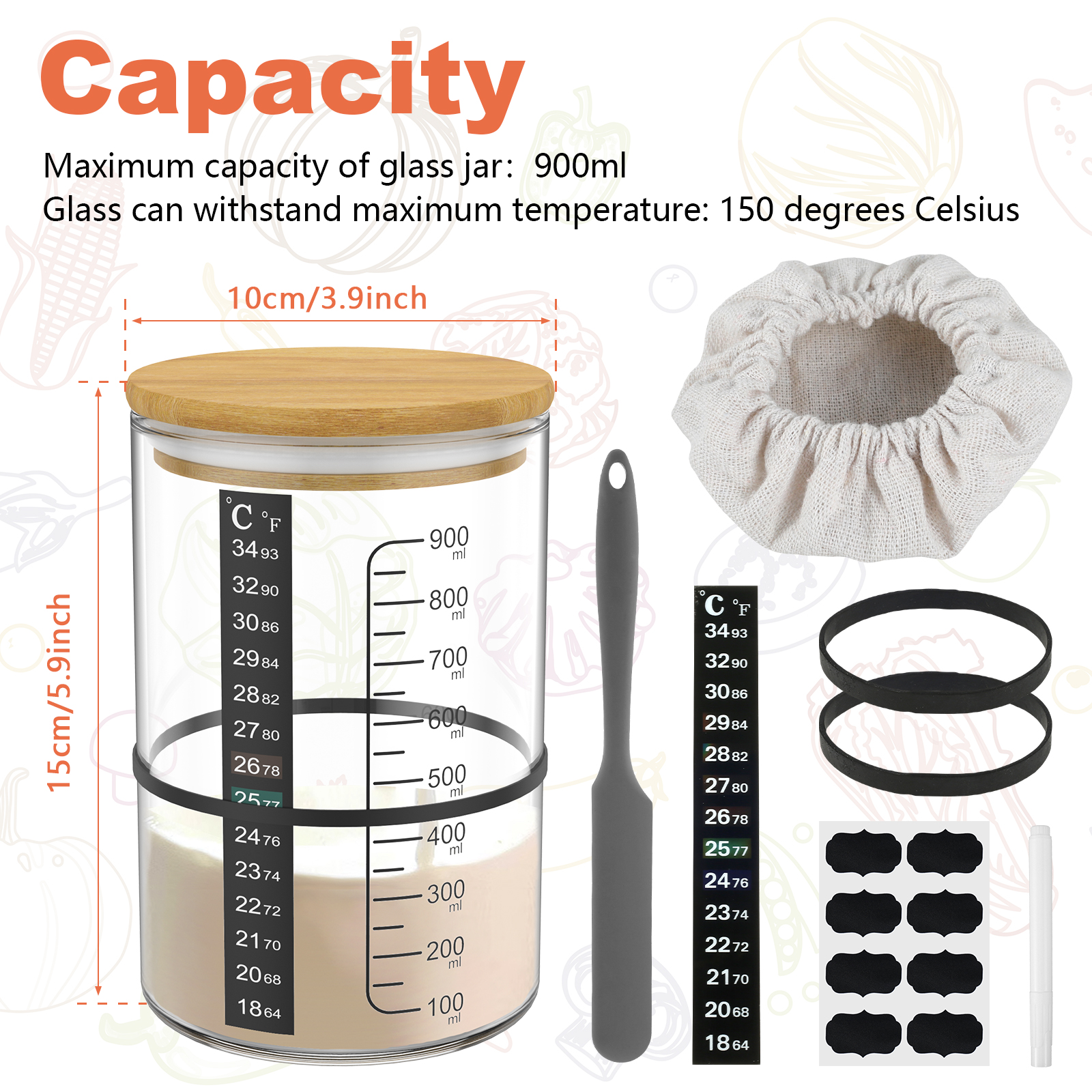 Sourdough Starter Jar 900ml Fe - огляд і ціна Kitchen Baking Storage Containers