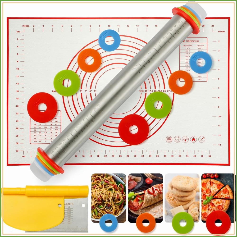 Rolling Pin Set with Thickness - огляд і ціна Bench Scraper Dough