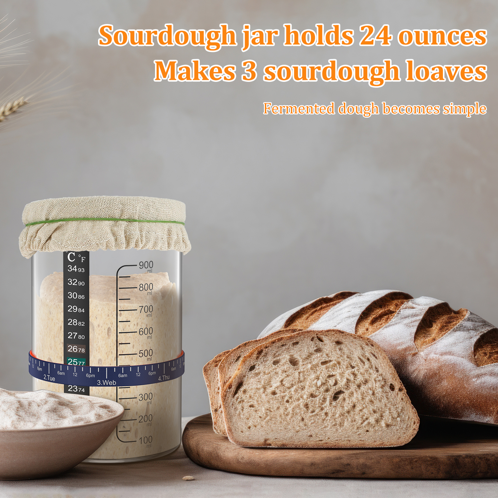 Sourdough Starter Jar Kit 900m - огляд і ціна Kitchen Baking Storage Containers