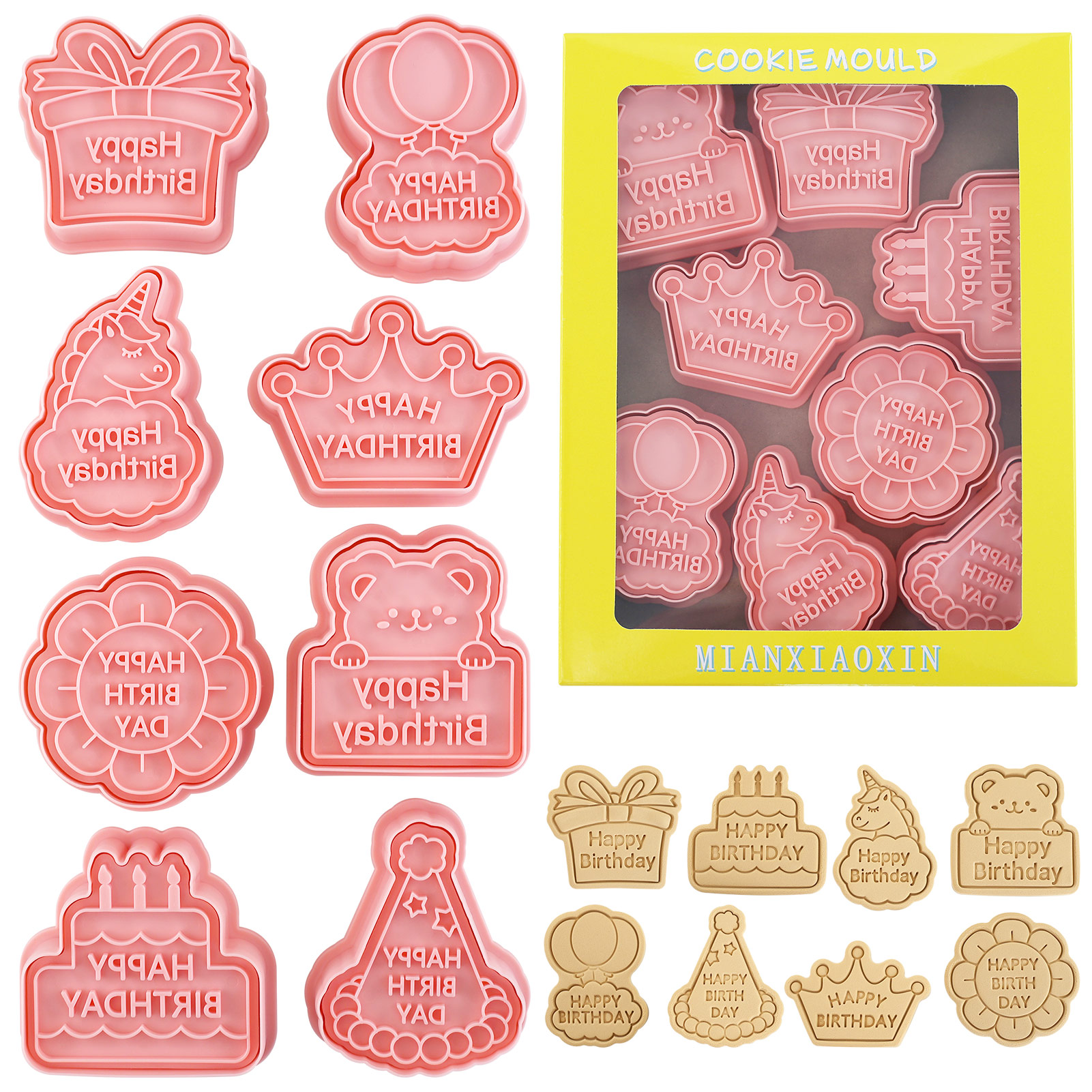 8pcs Happy Birthday Cookie Cut - огляд і ціна Baking Kitchen Diy