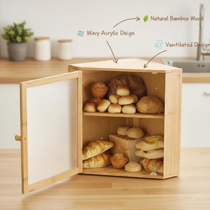 Corner Bread Box for Kitchen C - огляд і ціна Kitchen Baking Storage Containers