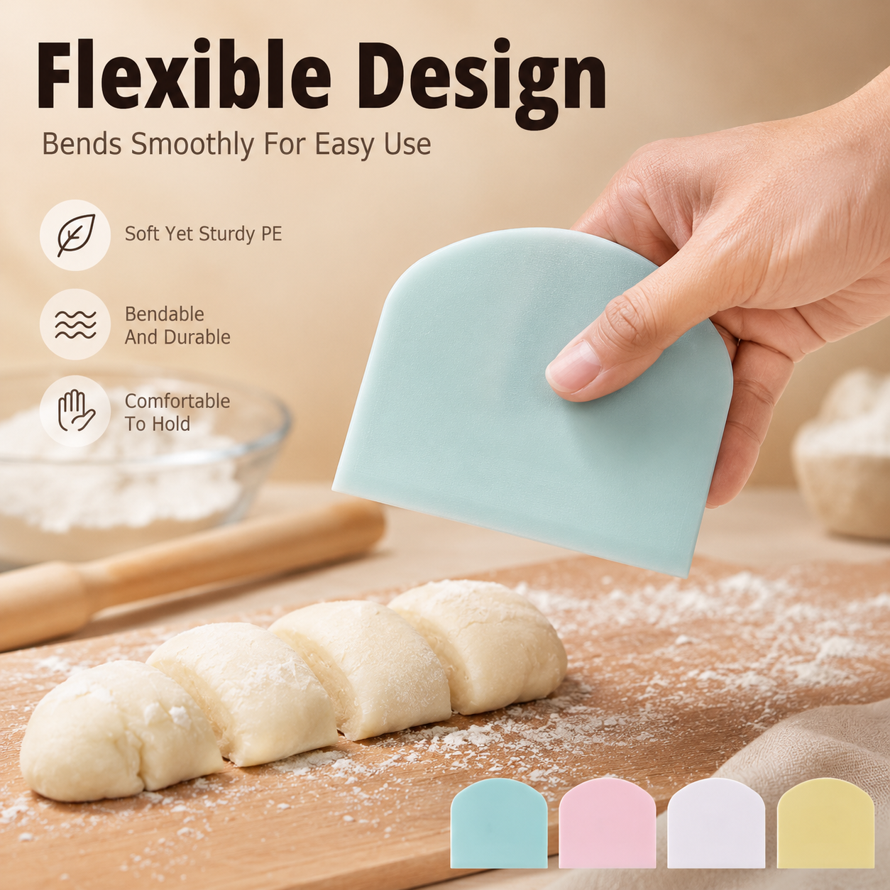 Flexible PE Dough Scraper, Bak - огляд і ціна Bench Scraper Dough